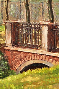 Brücke am Liederbach, Details aus einem Gemälde von Alois Steyer