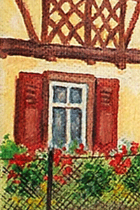 Fenster-Stillleben, Details aus einem Gemälde von Alois Steyer